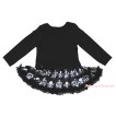 Halloween Black Long Sleeve Baby Bodysuit Black Crown Skeleton Pettiskirt JS4780